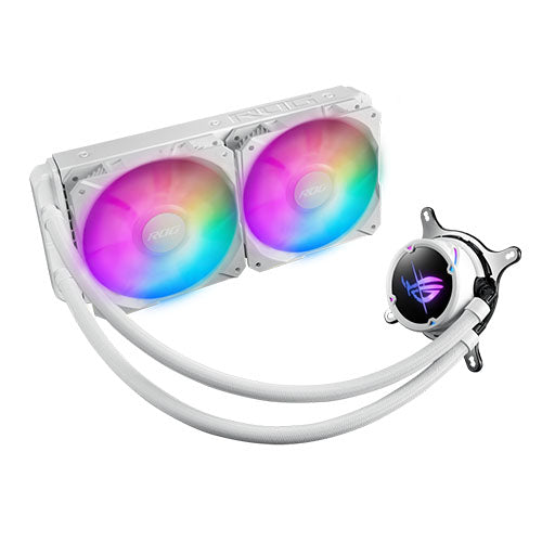 Asus ROG STRIX LC II 240 ARGB Liquid CPU Cooler, 240mm, 7th Gen Asetek Pump, 2 x ARGB PWM Fans & ARGB Pump Cover, White-0
